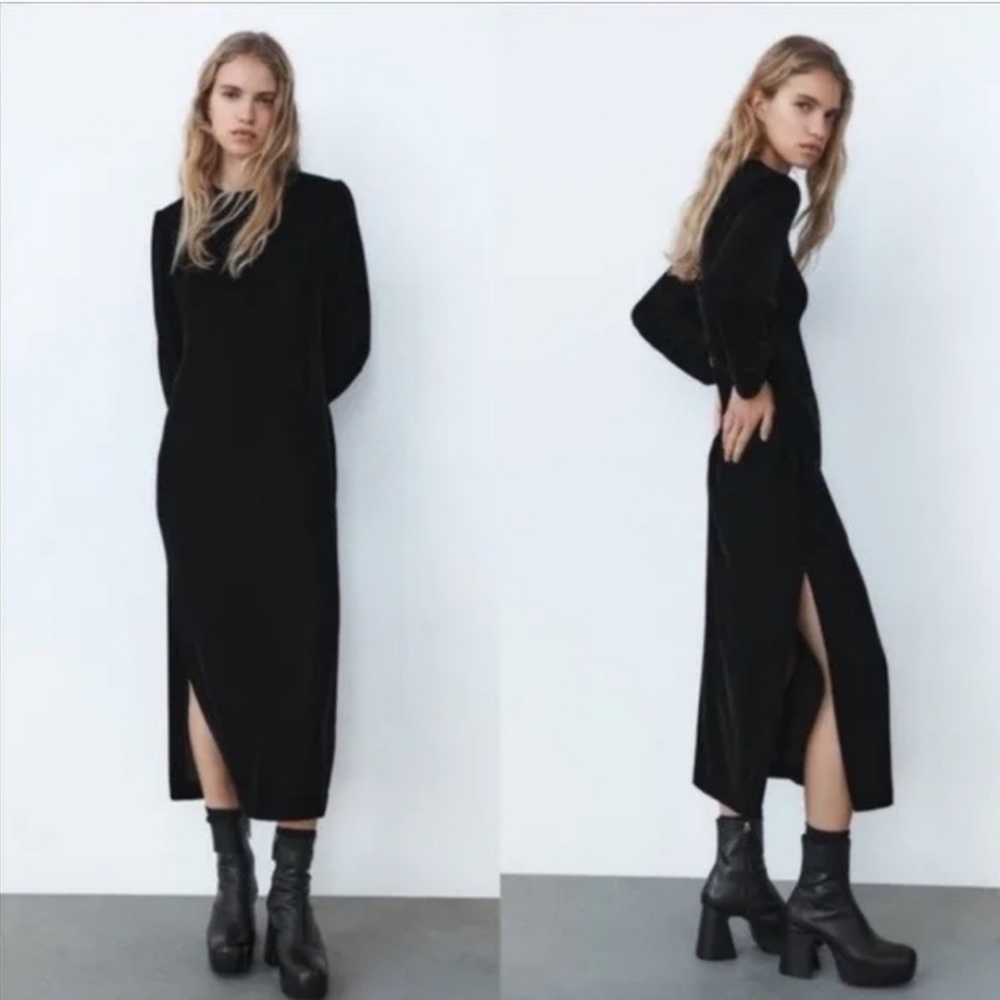 ZARA Draped Velvet Dress Sz M